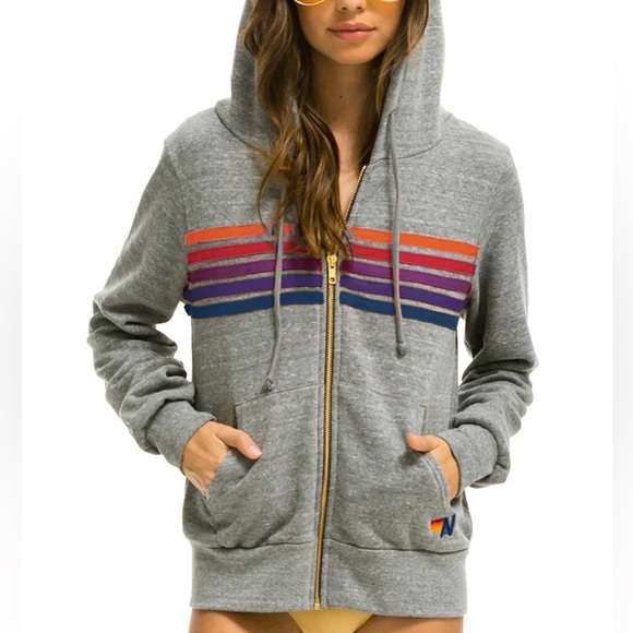 Aviator Nation Tops - Aviator Nation 5 Stripe Hoodie Zip Up